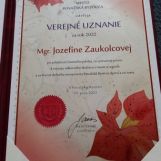 Ocenenie udelené primátorom mesta Považská Bystrica