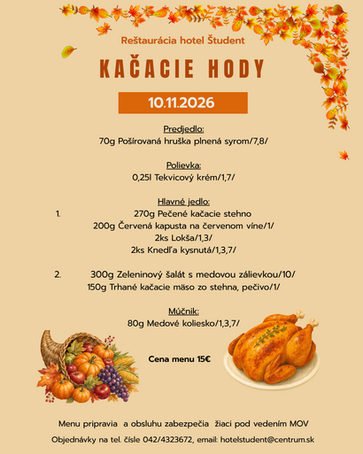 Kačacie hody v hoteli Študent 