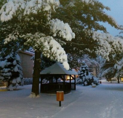 Zimné ráno na školskom dvore